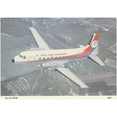 Dan Air Hawker Siddeley 748 Aircraft Postcard (A22100)