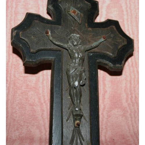 Antique 1900 Art Deco Wood Religious Cross Crucifix