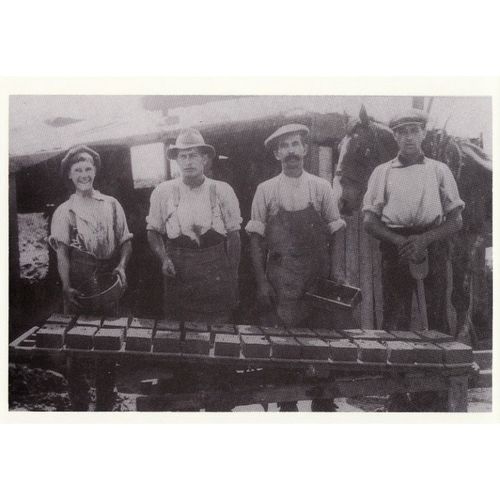 Postcard Manufacturing Bricks c1908 Brickworks Men Horse Edwardian Factory