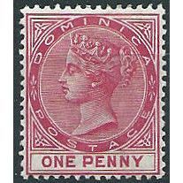 Dominica 1889 SG22a 1d Deep Carmine Mounted Mint ... .