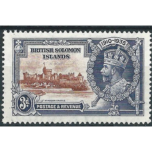 Solomon Islands 1935 SG54 3d Brown & Deep Blue Silver Jubilee Mounted Mint .. ..