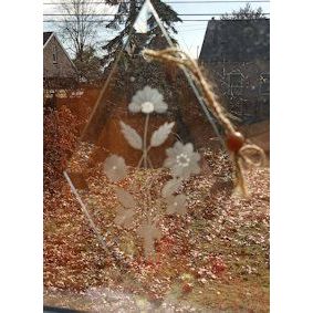 Decorative Etched Diamond Beveled Glass FLOWER BOUQUET Suncatcher