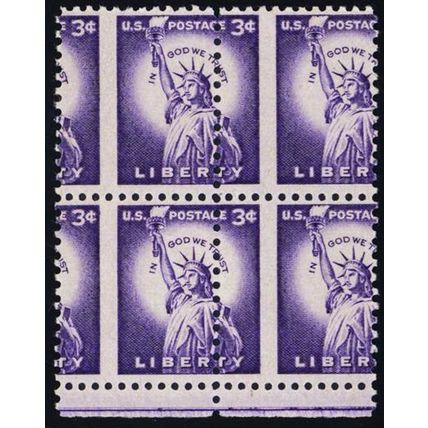 1035, Mint LH/NH 3¢ Block - Dramatic Misperf Freak Error * Stuart Katz