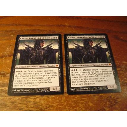Magic The Gathering, MTG, 2-Cards, 1993-2009, ex/nm, KALITAS BLOODCHIEF of GHET