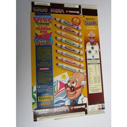 Weetabix Weetos 1999 Cereal Box Crayola Colouring Pens 500g Box only