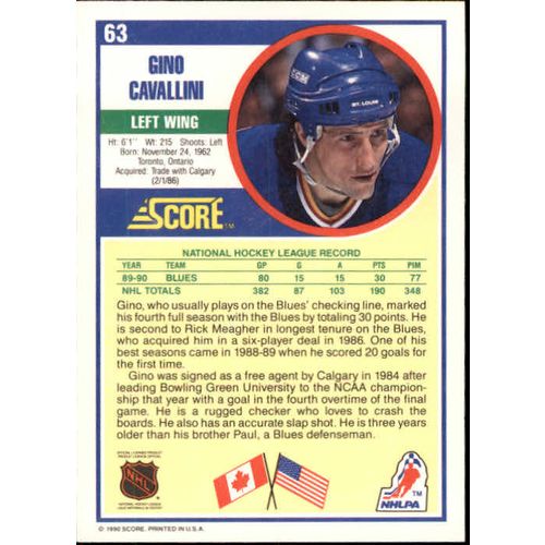 1990/91 Score Hockey Gino Cavallini