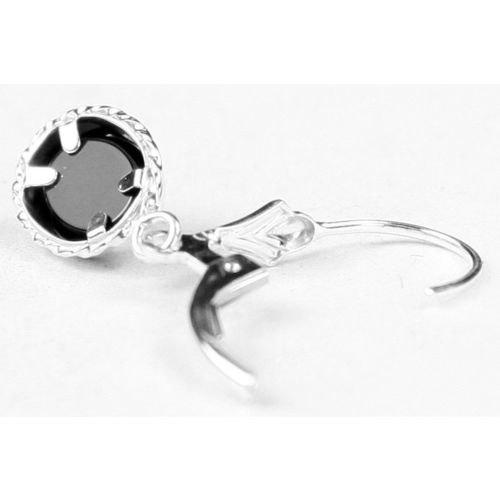 Black Onyx, 925 Sterling Silver Leverback Rope Earrings, SE006