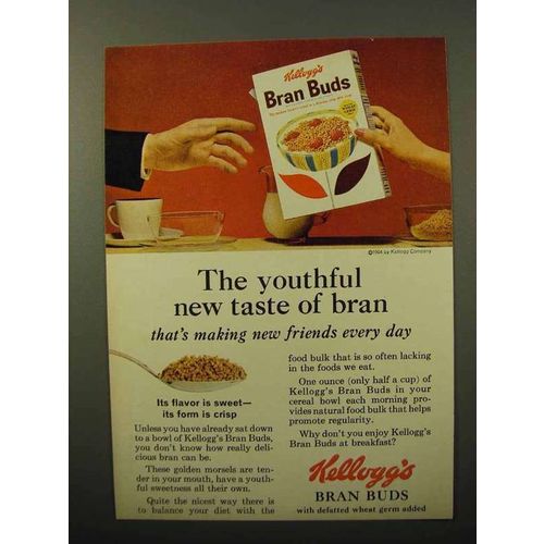 1964 Kellogg's Bran Buds Cereal Ad - Youthful Taste