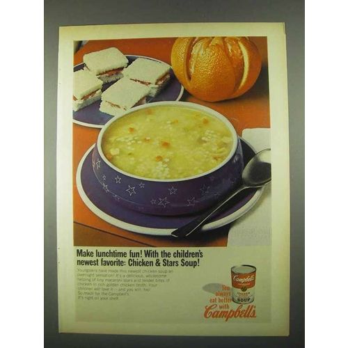 1967 Campbell's Chicken & Stars Soup Ad - Lunchtime Fun