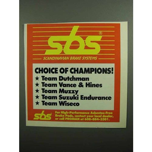 1990 SBS Scandinavian Brake Systems Ad - Choice of Champions
