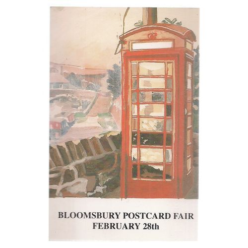 BLOOMSBURY POSTCARD FAIR, 1993 unused postcard RED TELEPHONE BOX