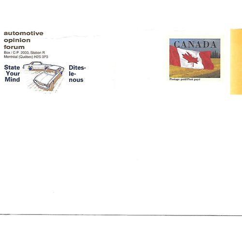 Canada. #KP130a Postal Card MINT Automotive Opinion Forum, 140mmx108mm