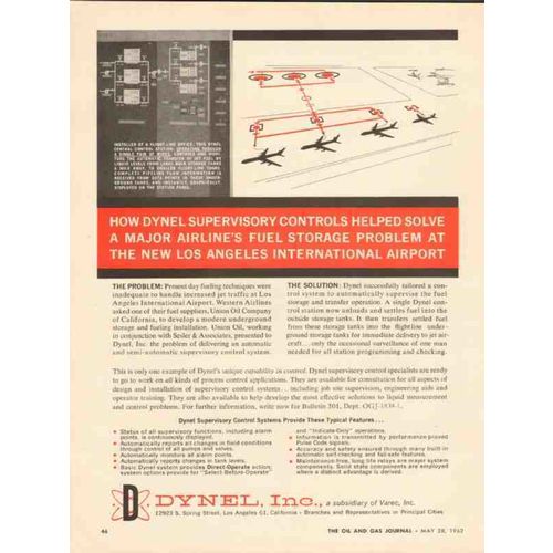 DYNEL INC 1962 Supervisory controls airline fuel storage vintage ad