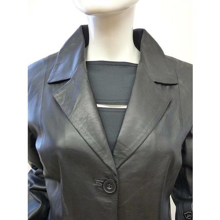 Impero Genuine Italian Leather Black 3/4 Length Coat UK 10 £429.99 BNWT