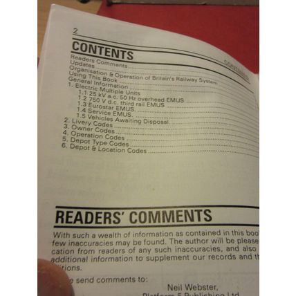 ELECTRIC MULTIPLE UNITS 1999 unused pocket p/b Train spotters book platform 5. =