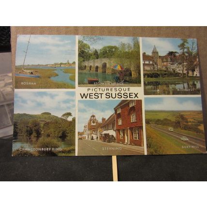 multiview, WEST SUSSEX county.. used postcard by J. salmon 1974 pm =