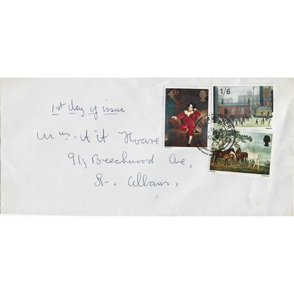 GB 1967 British Paintings 3 stamp FDC St Albans pm