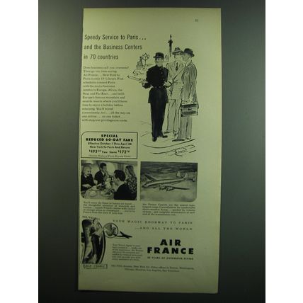 1949 Air France Ad - Speedy Service to Paris and Business Centers