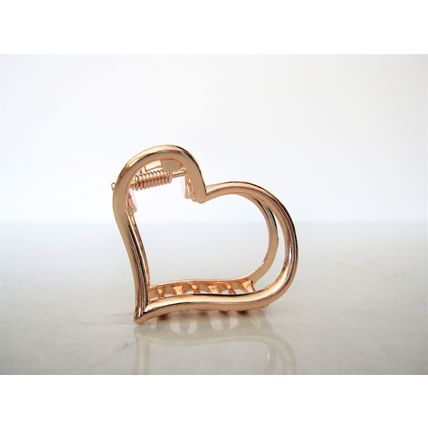 Medium/small dark silver or rose gold heart shaped metal hair claw clip