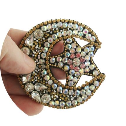 Sew On Moon & Star Patch Rhinestone Badge Applique 7CM X 7CM Bright Sparkly P335