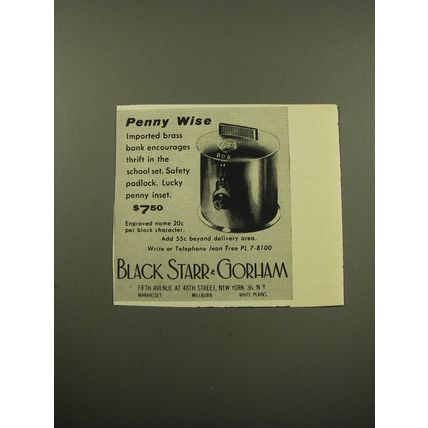 1959 Black Starr & Gorham Bank Advertisement - Penny wise