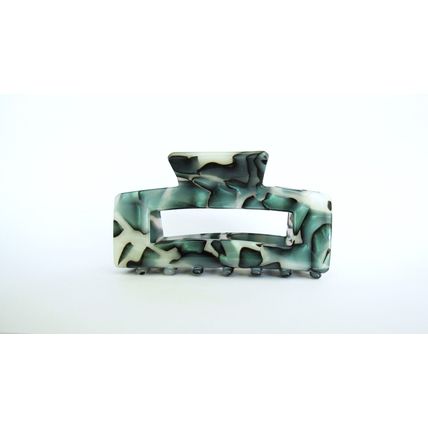 Medium rectangle abalone sea shell effect green hair claw clamp clip
