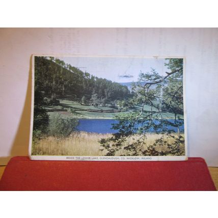 LOWER LAKE, GLENDALOUGH, CO. WICKLOW, IRELAND used postcard 1952 pm =