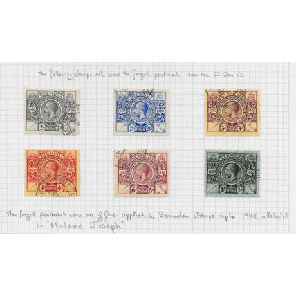 BERMUDA 1921 KG5 300 YEARS INSTITUTIONS MADAME JOSEPH FORGED CANCELS HIGH VALUES