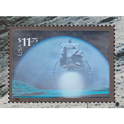 Landing on the Moon Hologram $11.75 Souvenir Sheet Express Mail Scott 3413