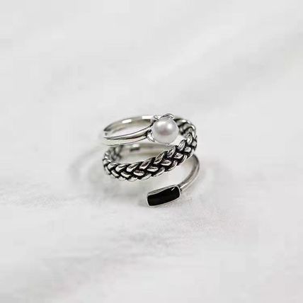 Female Serpentine Pearl Ring Fashion Epoxy Ring Vintage Jewelry