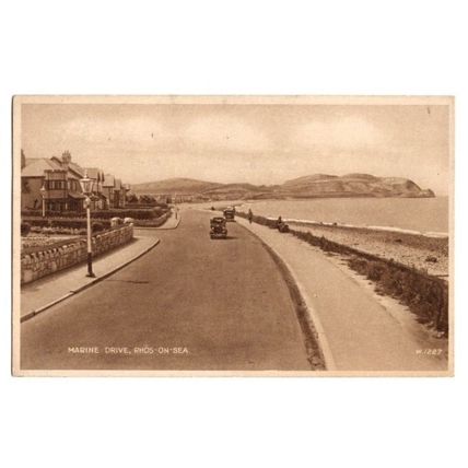 Postcard "Marine Drive, Rhos-on-Sea" + BLOOD DONORS ARE STILL URGENTLY.. Slogan