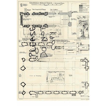Glastonbury Abbey Church, Ground Plan, Book Illustration (Print), 1926