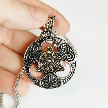 Celtic Knot Pendant Necklace Steel. Viking Trinity Triquetra 22 inch Chain A62