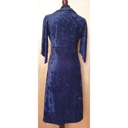 Blue Velvet Dress Fit ad Flare V-neck Sample Size 12 UK