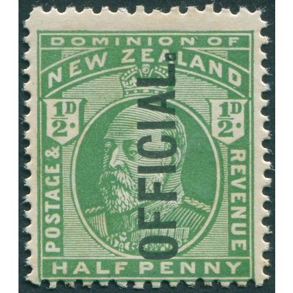 New Zealand 1910 ½d yellow-green Official SGO73 MNH