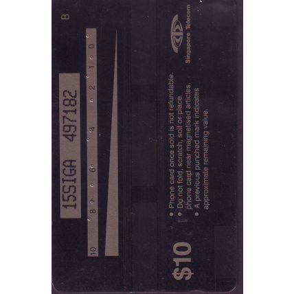 Children Playing Fireworks S'pore $10 Telephone Card (Used)