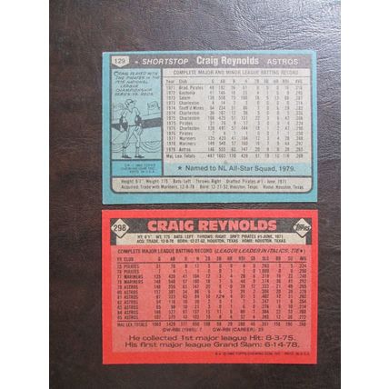 Two (2) Craig Reynolds Baseball Cards - See Pictures and Description Below