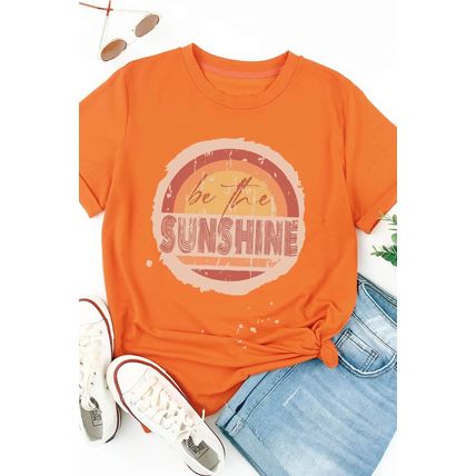 Orange Be The Sunshine Graphic Crewneck T Shirt