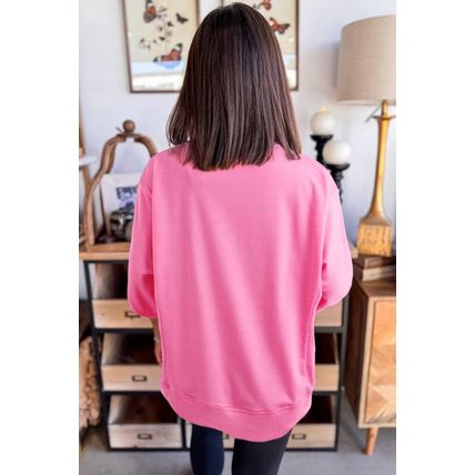 Sachet Pink Floral Patched Half Sleeve Tunic Top