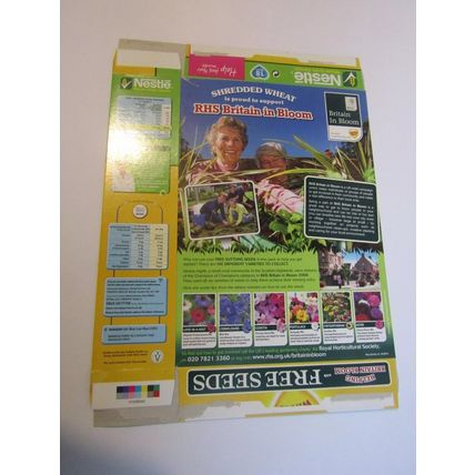 Nestle 2006 Shredded Wheat Cereal Box SUTTONS Free Seed CHRYSANTHEMUM