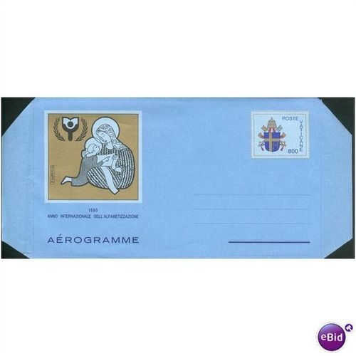 Vatican Aerogramme 1990 - Pre-paid 800L - Dell 'Alfabetizzazione 2