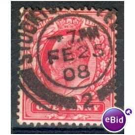 GB stamps 1902-10 KEV11 - 1d SG219 Stockton On Tees 1