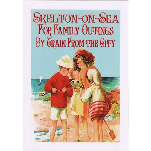 Postcard Travel Poster Art Skelton-on-Sea Family Outings by Train from the City