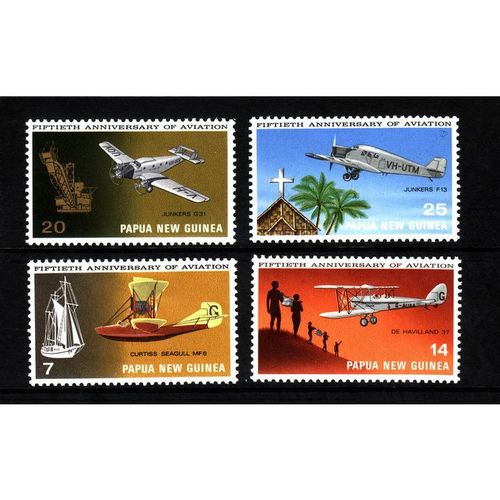 PAPUA NEW GUINEA 1972 AVIATION SET 4 VALS M MINT