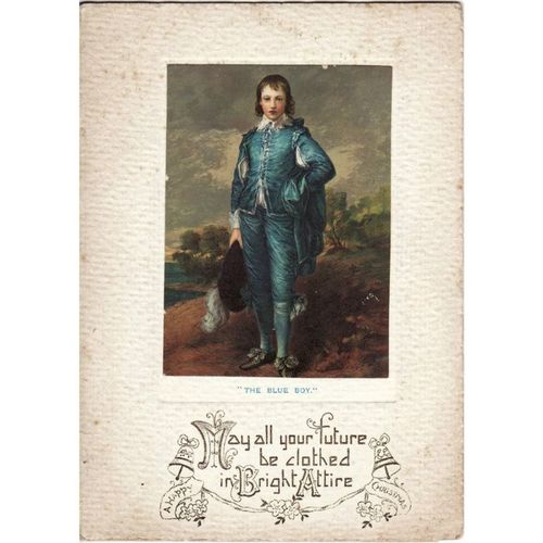 1930's Textured Christmas Card The Blue Boy Thomas Gainsborough