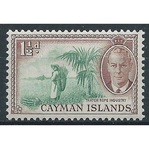 Cayman Islands 1950 SG138 1 1/2d Green & Brown Mounted Mint . ..