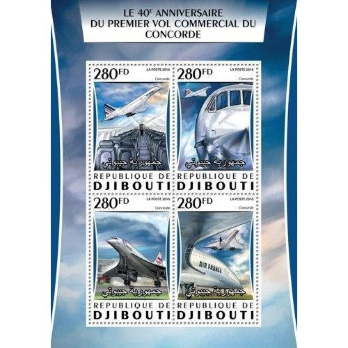DJIBOUTI 2016 SHEET MNH CONCORDE AVIATION AIRPLANES AVIONES