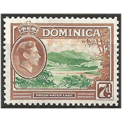 Dominica 1947 SG105a 7d Green & Yellow-Brown Mounted Mint . .. .