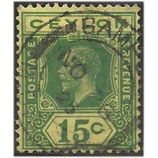 Ceylon 1925 SG349 15c Green/Pale Yellow I Fine Used . .. .