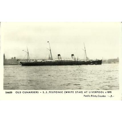 White Star Line SS TEUTONIC Postcard (Pamlin SM620)